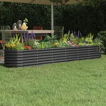 vidaXL Raised Garden Bed, Weatherproof Raised Garden Bed For Garden, Balcony, Terrace, DIY Herb Raised Garden Bed, Metal Planter Box, Galvanized Steel Anthracite - Charcoal Gray - View 13