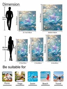 1pc Summer Extra Large Crystal Lotus Purple Starburst Bubble Beach Towel, Multiple Sizes Available, Quick-Drying, Soft, Portable, Stylish, Sandproof, Super Absorbent Microfiber (Bohemian, Tropical, Vintage, Funny, Yoga, Picnic, UV Protection); Suitable For Beach, Pool And Outdoor Activities, Travel Essential, Camping, Yoga, Gym, Sports, Swimming, Unisex. - Crystal Lotus Starfish - View 5