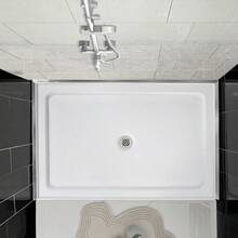 Studyset Single Threshold Shower Base In White, Rectangular Shower Pan With Stainess Steel Cover,Shower Base Pan With Stainless Steel Drain, Non-Slip Texture Shower Pan & Tray - A - View 2