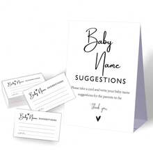 Baby Name Suggestions,Baby Predictions And Advice Cards,Advice For Parents Baby Shower,Gender Reveal Decorations Neutral Colors,Baby Party Supplies,1 Sign & 50 Cards Set - White - View 6
