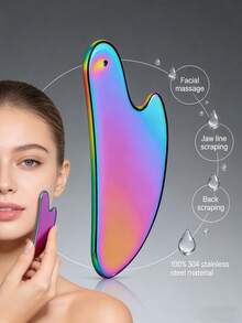 Dụng cụ massage mặt Gua Sha bằng thép không gỉ màu đen bóng - Dụng cụ Gua Sha, dụng cụ tạo hình khuôn mặt, dụng cụ định hình cằm, dụng cụ giảm cằm đôi Gua Sha, dụng cụ chăm sóc da mặt - Nhiều màu - Xem 2