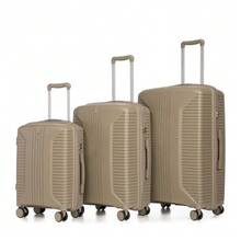 20"/24"/28" 3-teiliges PP-Spinner-Kofferset – Größen mit Seitenhandgriffen, Aufhängehaken & Schutzfüßen – Integriertes Zahlenschloss - Champagnerfarben - Übersicht 12