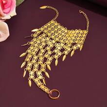 1 chiếc dây đeo tay kim loại kiểu Trung Đông với vòng tròn, mặt đĩa và tua rua, phụ kiện dây đeo ngón tay cổ điển cho các dịp trang trọng. - Vàng - Xem 7