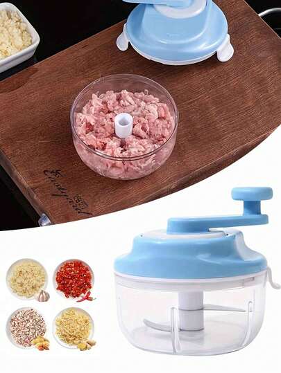 1pc Manual Hand-Cranked Food Chopper, Portable Handheld Garlic Chopper, Onion Chopper, Vegetable Grinder, Multi-Function Pull-Style Vegetable Chopper, Suitable For Chopping Garlic, Onion, Nuts, Fruits, Making Salsa, Pesto, Easy To Use And Clean, Mini Manual Grinder, Ideal For Home Kitchen, Camping, RV Travel