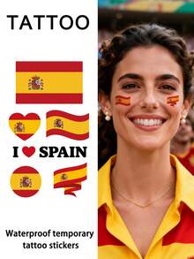 1Pc Flag Tattoo Temporary Tattoo France Portugal England Germany Spain Netherlands Football Waterproof Sweatproof Disposable For Women And Mem Face Arm Waist Chest Leg Abdomen Neck Hand Finger Back For Dancing Party Stage Performance Modernist Body Art - Multicolor - View 15