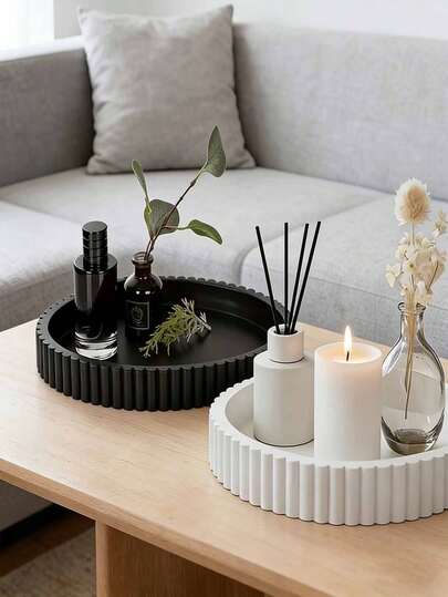 Jewelry Tray, Coffee Table Tray, Aromatherapy Stand, Round Storage Tray, Women's Design, Made Of ABS Plastic, For Storage And Organization, Nordic Minimalist Style, Suitable For Home, Bedroom, Vanity, Dining Room, Kitchen Counter, Bathroom, Daily Use, Mother's Day, Decor