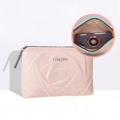 Lancôme Lancome Customized Rose Red Cosmetic Bag, Elegant Parisian Style Makeup Organizer, Heart-Shaped Detail Design, Soft Fabric Zipper Closure, Large Capacity Multi-Pocket Storage, Travel Toiletry Bag, Women's Skincare Product Organizer, Luxury Accessory, Perfect Gift Set, Birthday Gift, Friendship Gift, Portable & Lightweight