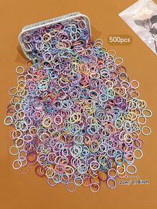 500pcs Colorful Elastic Hair Ties, Durable Hair Accessories For Daily Use - Multicolor - View 8