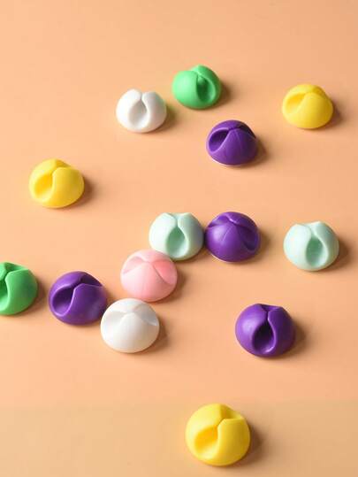 10个/套 随机颜色 自粘式电线整理挂钩