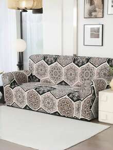 1件装弹性沙发套，全包式聚酯纤维沙发套，针织牛奶丝四季通用沙发套 - 杏色 - 查看 6