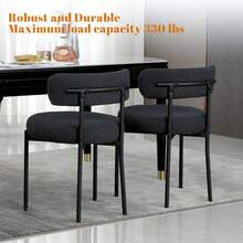 DYHOME  2er-Set Esszimmerstühle mit Rückenlehne, moderne Esszimmerstühle mit schwarzem Metallgestell, geeignet für Küche und Esszimmer - Schwarz - Übersicht 5