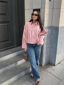 Women's Loose Casual Faux Fur Long Sleeve Single-Breasted Jacket, Suitable For Spring Wear Pink - Pink - View 5