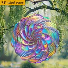 1个3D彩色漩涡图案装饰品，形似盛开的花瓣。尺寸为10英寸*10英寸，带旋转挂钩，可360° DIY创意风车，适用于室内/室外悬挂装饰（不含吊坠），款式随机。 - 彩色 - 查看 4