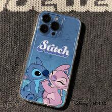 Miniso 迪士尼星际宝贝史迪奇与天使情侣手机壳，适用于iPhone 17/17 Pro/17 Pro Max/17 Air/16/15/14/13/12/11/X系列，iPhone 17 Pro Max手机壳，iPhone 17 Pro手机壳，iPhone 17手机壳，圣诞女友礼物 - 無色 - 查看 5