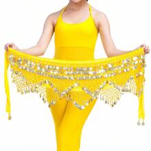 一件闪亮流苏波浪肚皮舞服装，时尚亮片裙，适合嘉年华表演、派对、夜总会、海滩、波西米亚复古风格 - 彩色 - 查看 7