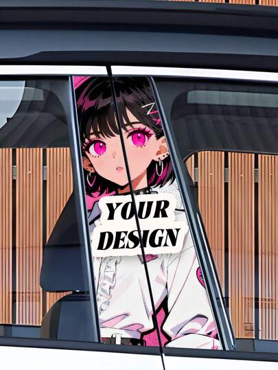 2 miếng dán trụ B bằng vinyl tùy chỉnh cho xe hơi - Decal thân xe cá nhân hóa, với các kiểu hình ảnh anime, vui nhộn hoặc sáng tạo độc đáo - Hình dán vinyl tự dính, dễ dán để trang trí ngoại thất xe hơi.