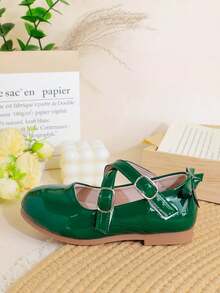 1 Pasang Sepatu Flat Elegan Minimalis Gaya Inggris Warna Polos untuk Anak Perempuan, Cocok untuk Pemakaian Sehari-hari, Musim Semi/Panas - Hijau - View 9
