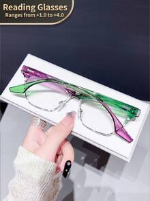 1pc Cat Eye Style Vintage Reading Glasses For Women, Clear Lens Magnifying Computer Readers, Strength +1.0 To +4.0 - Transparent - View 6