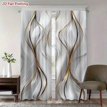 2 Stück 2D bedruckte Polyester Vorhänge, filtern Sonnenlicht, maschinenwaschbar, geeignet für Schlafzimmer, Wohnzimmer und Büro, halbtransparente Dekorations-Vorhänge für Zuhause (es kann aufgrund des Fotografiewinkels leichte Farbunterschiede geben) - Weisse Asche - Übersicht 14