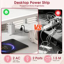 EnHomee 47"Gaming Desk Computer Desk With Power Outlets, Modern Desk Table Home Office Desk Vanity Table With Storage & Ergonomic Monitor Stand - 白色 - 查看 7