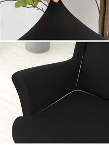 1 pieza Funda de taburete de tigre de tela de seda de leche con elástico grueso, impermeable y a prueba de polvo, antirayado, duradera, se ajusta a sofá de asiento individual, funda de silla de tigre de estilo americano de respaldo alto - Negro - Ver 7