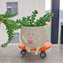 Chậu hoa hình mặt cười dễ thương, chậu trồng cây mọng nước đáng yêu, chậu hình ván trượt có lỗ thoát nước, thích hợp sử dụng trong nhà và ngoài trời, quà tặng Giáng sinh và sinh nhật độc đáo, hoàn hảo cho người yêu cây và các bà mẹ. - A - Xem 7