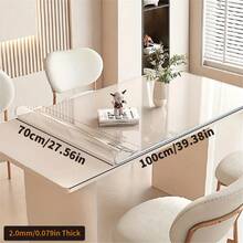 1pc 2.0mm Thick Pvc Transparent Tablecloth Desk Mat Protective Film, Waterproof, Oil Proof, Heat Resistant, Suitable For Table Cover, Tea Table, Bedside Table, Computer Desk, Office - White - View 63