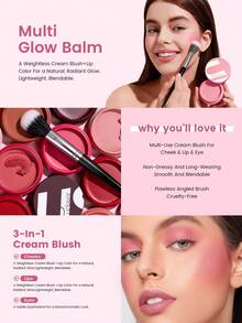 Pudaier Highly Pigmented Fine Texture Blush With Brush, Long-Lasting Waterproof Blush, Suitable For Commuting, Party And Photography 3D Contouring Makeup - 09 - View 3