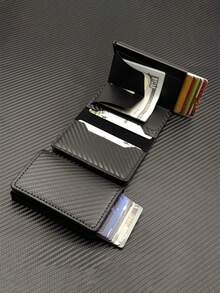 男士信用卡夹，旅行必备证件钱包，弹出式卡槽，男女通用日常配饰 - 彩色 - 查看 1