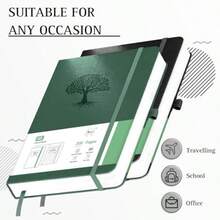 2 Pack Notebook Journal for Work Leather Journal 100GSM Lined Paper Hardcover Notebooks for Office School Supplies Green and Black - NegroVerde - Ver 7