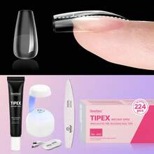 Beetles Tipex Lite Pre-Built Apex Nail Tips Kit, Stiletto Medium, With Tipex Nail Glue,  All-In-One Gel Nail Kit - Coffin Short 224pcs (Tipex Nail Kit) - View 9