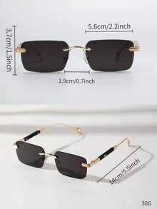 1pc Men's Rimless Heart Pattern Metal  With Thick Arm And Accessories, Suitable For Driving And Fashion (Including Glasses Case And Glasses Rope) Vintage  ,School Beach Accessories   Shades For Summer Beach Vacation,Outdoor,Travel2026 - 漸變橄欖綠 - 查看 8