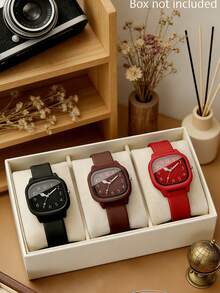 1 Set/1 Piece Women's Three-Color Square Dial Silicone Quartz Watch Set - Versatile Casual Accessory & Birthday Gift - Multicolor - View 11