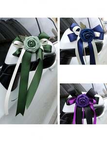 1pc White Butterfly Decor For Wedding Car Rearview Mirror, Backrest, Door Handle, Rearview Mirror, Faux Flower Bouquet, Ribbon, Wedding Wrist Corsage, Indoor Home Decor - Multicolor - View 10