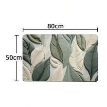 1pc Printed Floor Mat, Home Decor, Room Decor, Bathroom Decor, Bathroom Mat, Non-Slip Bathroom Mat, Kitchen Decor, Kitchen Mat, Carpet, Bathroom Set, Entrance Mat, Door Mat, Soft Plush Surface, Home Decoration, Anti-Fatigue Mat, Green & Beige Leaf Pattern Mat, Bohemian Themed Decor, Soft & Comfortable Surface, Relaxes Feet, Reduces Fatigue - Green - View 15