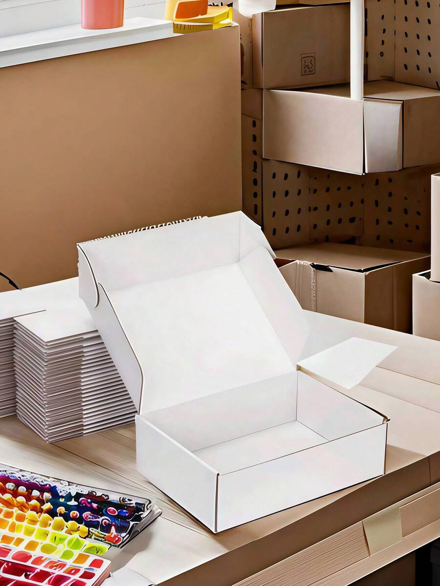 Bộ 8 hộp carton sóng màu trắng chắc chắn kèm thiệp chúc mừng - Hoàn hảo cho doanh nghiệp nhỏ, thương mại điện tử, gửi thư và đóng gói | Hộp quà tặng và lưu trữ, hộp quà tặng bằng carton sóng để vận chuyển và đóng gói, hộp vận chuyển nhỏ, hộp vận chuyển màu trắng, hộp carton sóng dạng lắp ráp, hộp vận chuyển tài liệu, bao bì trang sức