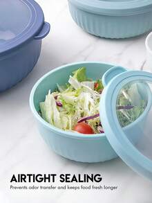 Meoky 8pcs/Set Assorted Size Round Plastic Nested Bowls With Lids - Multi-Size Food Storage Containers - Blue - View 5