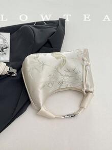 low tea 1 chiếc túi tote nylon thêu kiểu Trung Quốc, thích hợp để đi mua sắm, hẹn hò, làm quà tặng cho nữ, túi công sở, hoàn hảo cho văn phòng, trường đại học, công việc, đi làm. - trắng - Xem 9