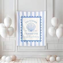 1pc Custom The Summer I Turned One Birthday Banner, Coastal 1st Birthday Decor, Summer Party Backdrop, Birthday Tapestry, Beach Theme - 顏色1 - 查看 9