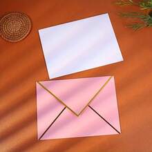 100/50pcs Invitation Envelopes, Wedding Invitations With Envelopes, Paper Envelopes, Gold Foil Double-Sided Printed C6 Envelopes, Size 13.5X18.5cm, Perfect For Graduation, Wedding, Birthday, Baby Shower, Mother's Day Invitations - A - View 9