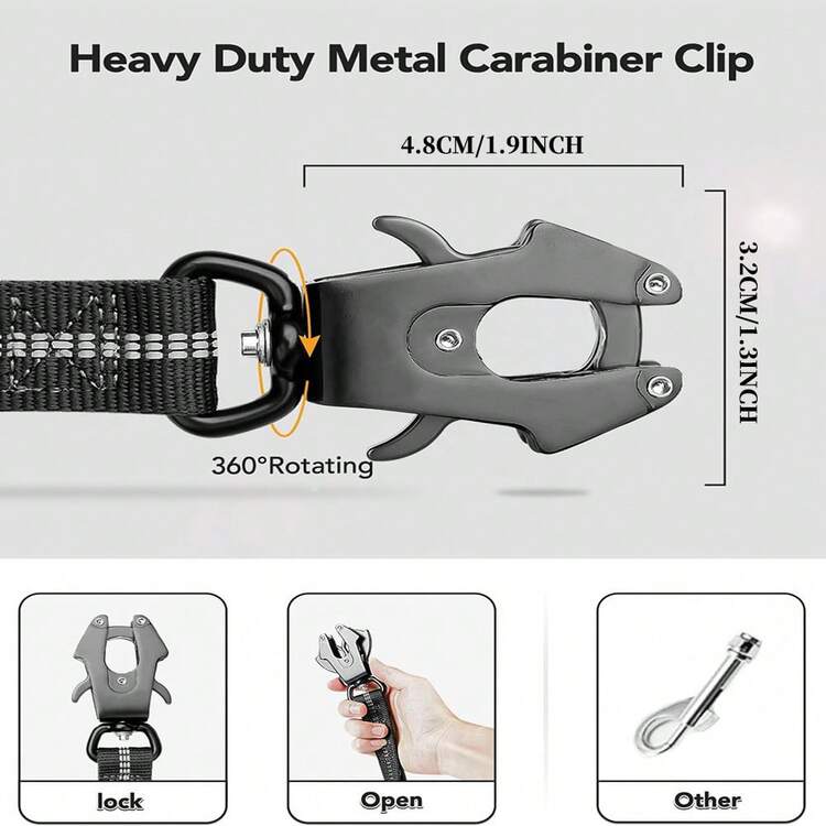 Dây dắt chó co giãn chịu lực cao, thích hợp cho chó cỡ trung bình đến lớn, dây dắt chó nghiệp vụ quân đội K9, dây dắt có kẹp hình ếch giảm sốc với tay cầm đệm mềm và dây an toàn ô tô. - Màu Hoa hồng đỏ - Xem 3