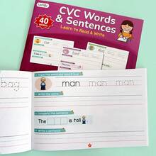 40 Pages CVC Words & Sentences Workbook – Learn To Read & Write Phonics Practice Book For Kids – Teacher Tutoring Homework Teaching Aids – Students Reading & Writing Practice – Classroom Learning Activity - Multicolor - View 10