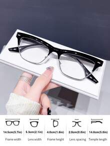 1pc Cat Eye Style Vintage Reading Glasses For Women, Clear Lens Magnifying Computer Readers, Strength +1.0 To +4.0 - Transparent - View 4