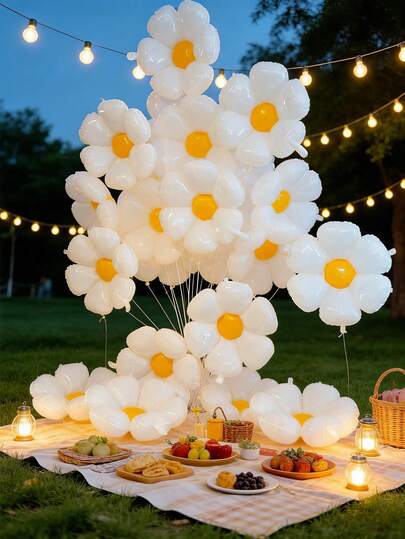 12/20个雏菊铝箔气球，向日葵气球，适用于派对、聚会、摄影背景、生日派对装饰、母亲节派对装饰