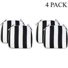 2\4\8Pack,Outdoor Chair Cushions,  Patio Furniture Cushions With Ties, Water Resistant And Thicken, Seat Cushion For Garden/Home/Indoor [17''x 16''x2'', Black And White Stripes] - 4pcs - View 8