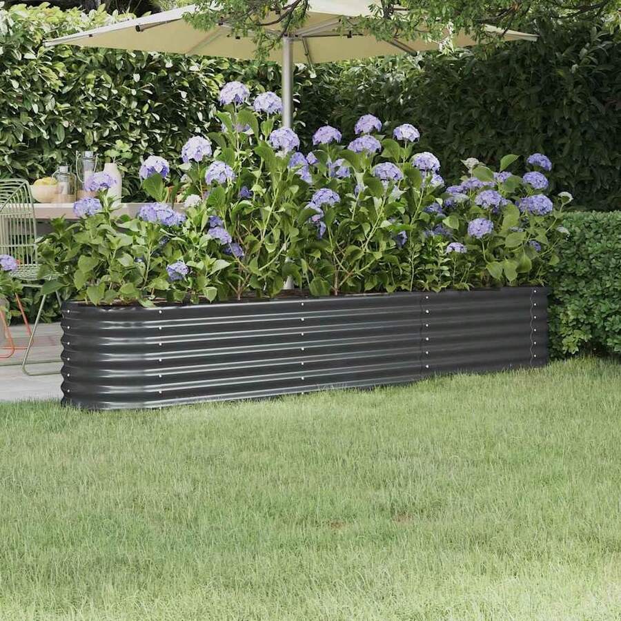 vidaXL Raised Garden Bed, Weatherproof Raised Garden Bed For Garden, Balcony, Terrace, DIY Herb Raised Garden Bed, Metal Planter Box, Galvanized Steel Anthracite - Charcoal Gray - View 1