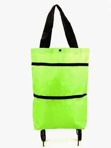 1pc Multifunctional 2-In-1 Portable Folding Shopping Cart With Wheels, Large Capacity Reusable Storage Shopping Bag, Market Organizer Handheld Shopping Trolley - Multicolor - View 11