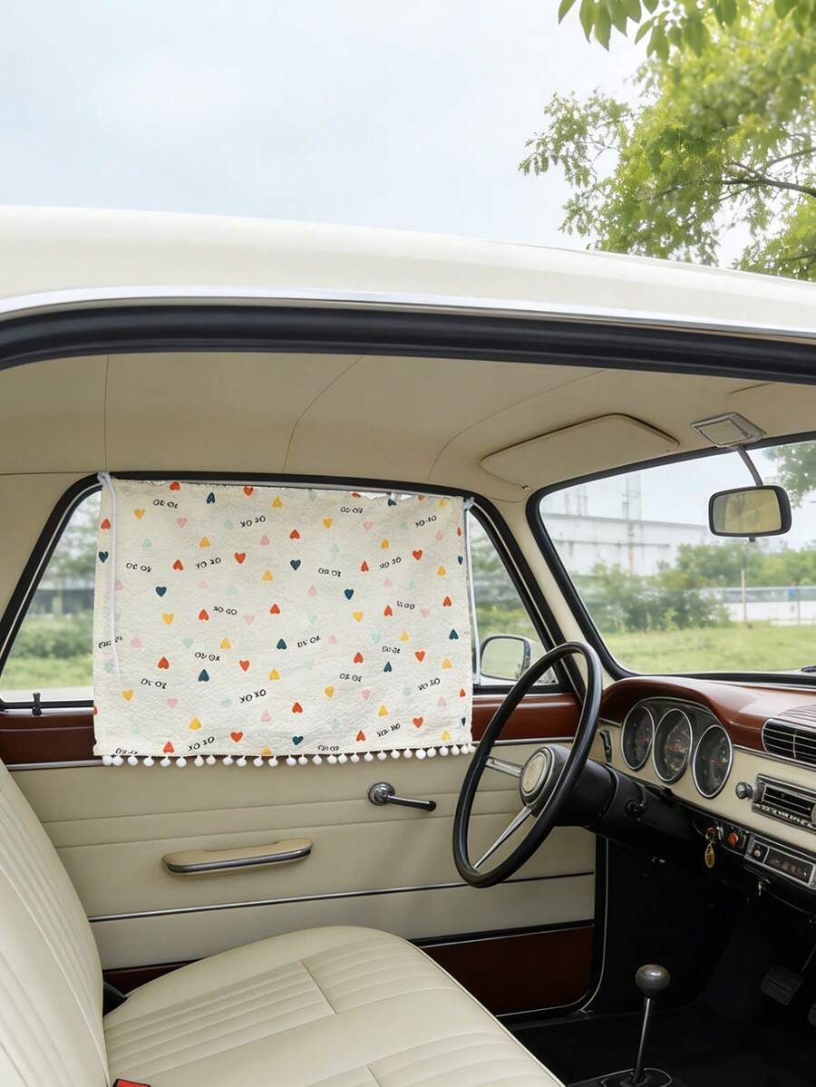 Car Sun Protection, Heat Insulation, Sun Shading Heart - Xoxo Curtain Suction Cup, Side Window, Car Side Blocking, Car Interior Shading Car Window Shade - A - View 1