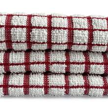 Terry Check Tea Towels - 100% Cotton - Red - View 3