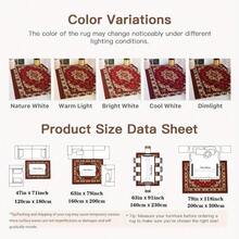 Luxurious Bohemian Persian Mat - Non-Slip Backing, Machine Washable Polyester Mat With Red & Golden Floral Pattern, Plush  For Living Room, Bedroom - 16*24 inch/40*60 cm - Xem 10